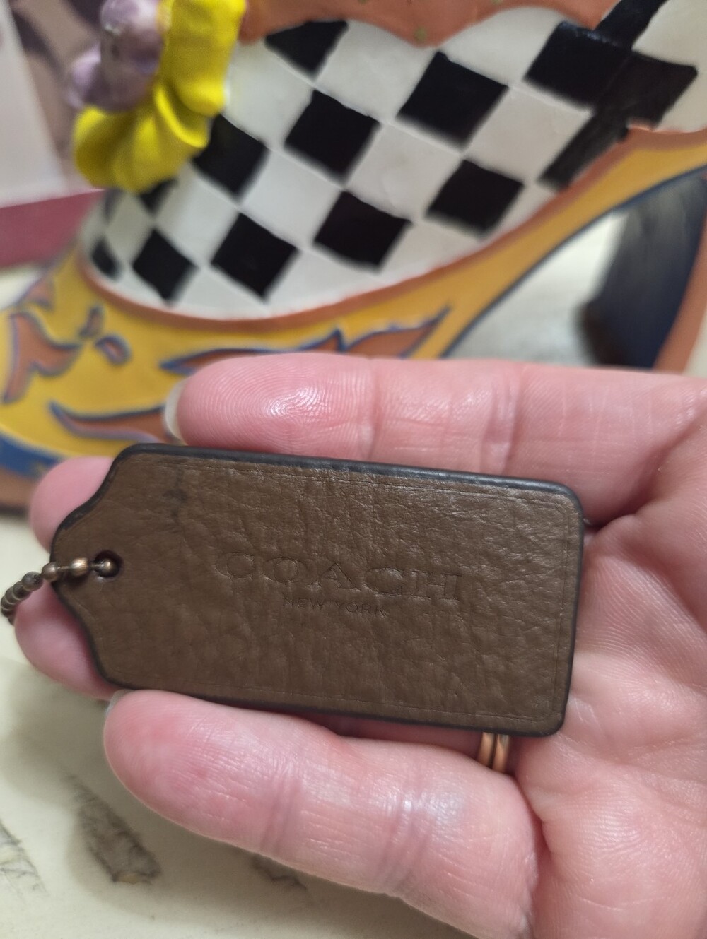 COACH Brown Leather HangTag, EUC
